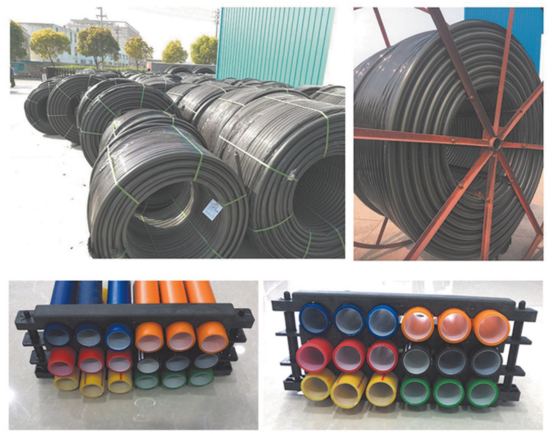 高密度聚乙烯(HDPE )硅芯管制作，系采用特種HDPE原料加硅料共擠復(fù)合而成，具備以下基本特性: 1.管道的強度，包括抗壓，抗張和抗沖擊能力，充分考慮到光(電)纜保護所需的安全系數(shù)，不再需要大管作外層保護。 2、硅管曲率半徑小，為其外徑的十倍。敷管時遇到彎曲處和上下管落差處可隨路而轉(zhuǎn)或隨坡而走，無須作任何特別處理，更不必設(shè)入井過渡。 3、其內(nèi)壁的硅芯層是固體的，永久的潤滑濟。 4、其內(nèi)壁的硅芯層被同步擠壓進壁內(nèi)，均勻地分布于整個內(nèi)壁，硅芯層與高度密聚乙烯具有相同的物理和機械特性:不會剝落，脫離。 5、其內(nèi)壁硅芯層的摩擦特性保持不變，纜線在管道內(nèi)反復(fù)抽取。 6、其內(nèi)璧的硅芯層不與水溶，污物進管后可用水沖洗管道，可免遭嚙齒動物破壞。7、抗老化，使用壽命長，埋入地下可達50年以上。 8、耐候性能好。 9、施工快捷，可大降低工程造價。